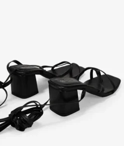 Bosanova Sandales À Talons | Chaussures De Fête | Sandales noires à ficelles