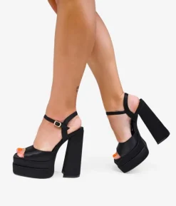 Bosanova Sandales À Talons | Sandales Plateformes | Sandales noires à talon XXL