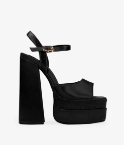 Bosanova Sandales À Talons | Sandales Plateformes | Sandales noires à talon XXL