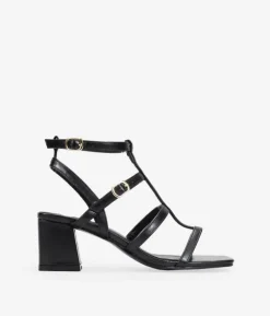 Bosanova Sandales À Talons | Chaussures De Fête | Sandales noires à talons avec brides et boucle