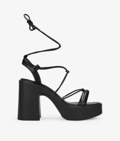 Bosanova Sandales À Talons | Sandales Plateformes | Sandales noires avec cordes et talon