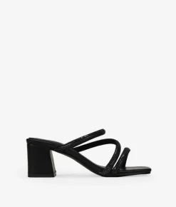 Bosanova Sandales À Talons | Chaussures De Fête | Sandales noires avec diamants