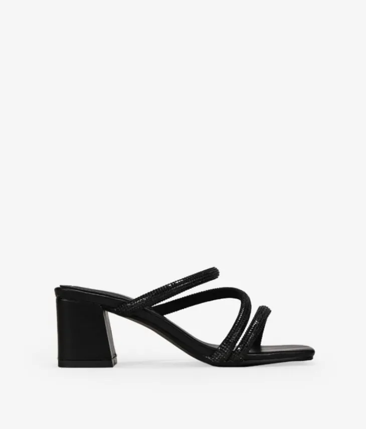 Bosanova Sandales À Talons | Chaussures De Fête | Sandales noires avec diamants