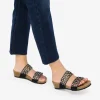Bosanova Sandales Compensées | Sandales noires avec diamants et talon compensé