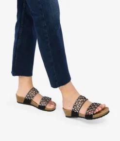 Bosanova Sandales Compensées | Sandales noires avec diamants et talon compensé
