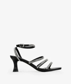 Bosanova Sandales À Talons | Chaussures De Fête | Sandales noires avec diamants