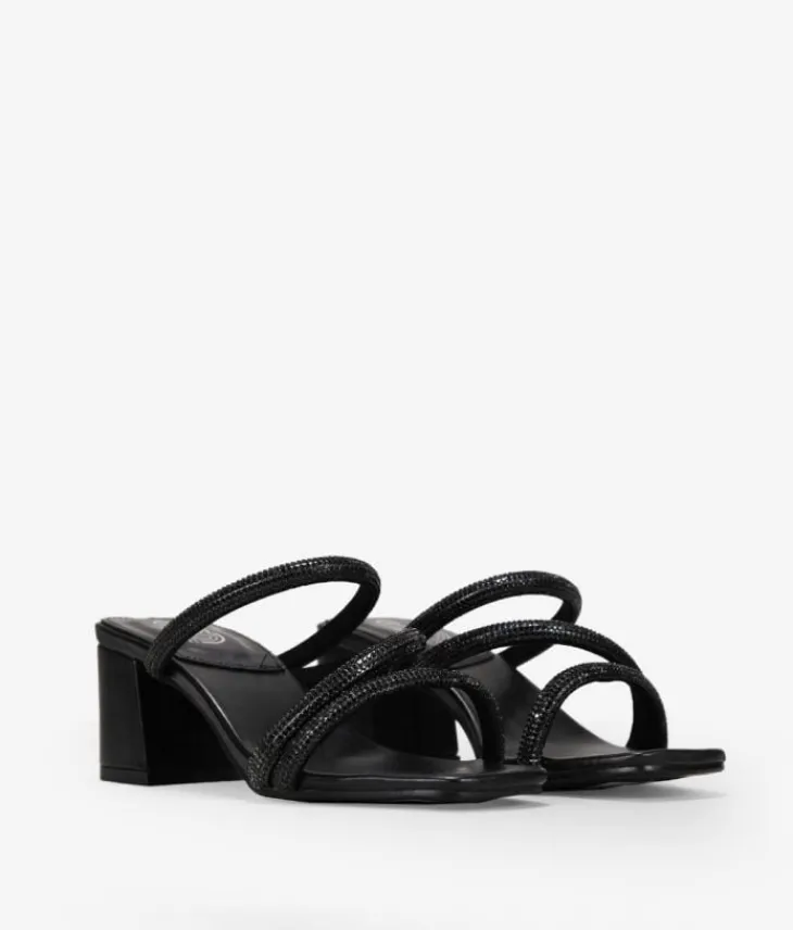 Bosanova Sandales À Talons | Chaussures De Fête | Sandales noires avec diamants
