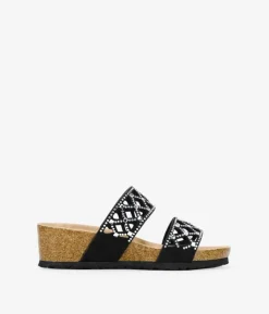 Bosanova Sandales Compensées | Sandales noires avec diamants et talon compensé