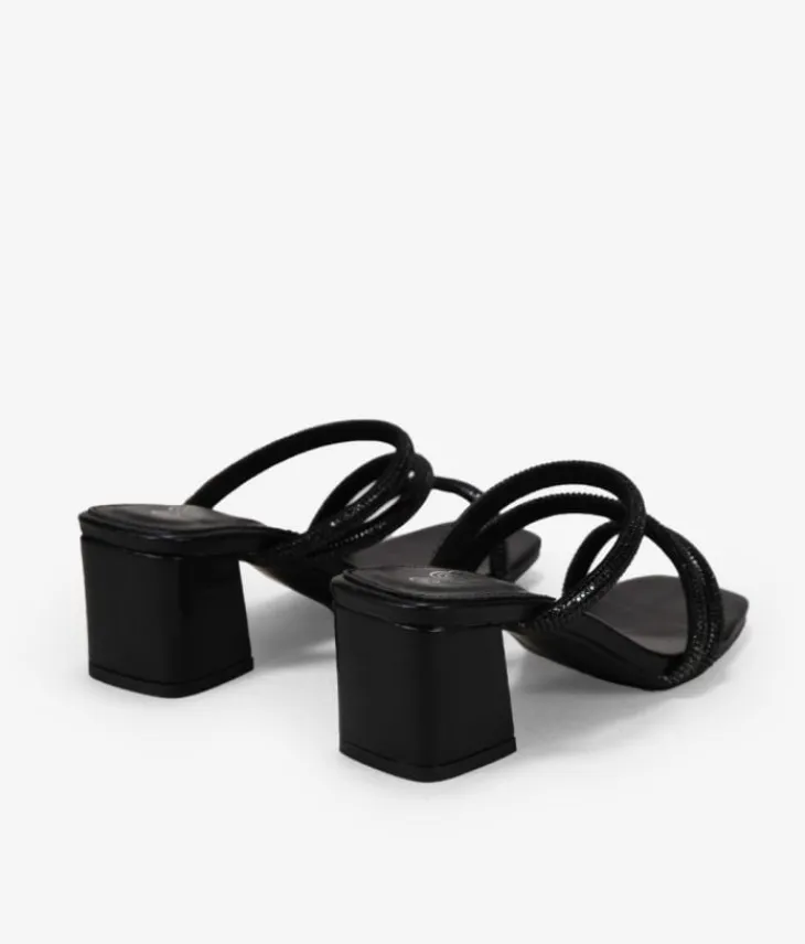 Bosanova Sandales À Talons | Chaussures De Fête | Sandales noires avec diamants
