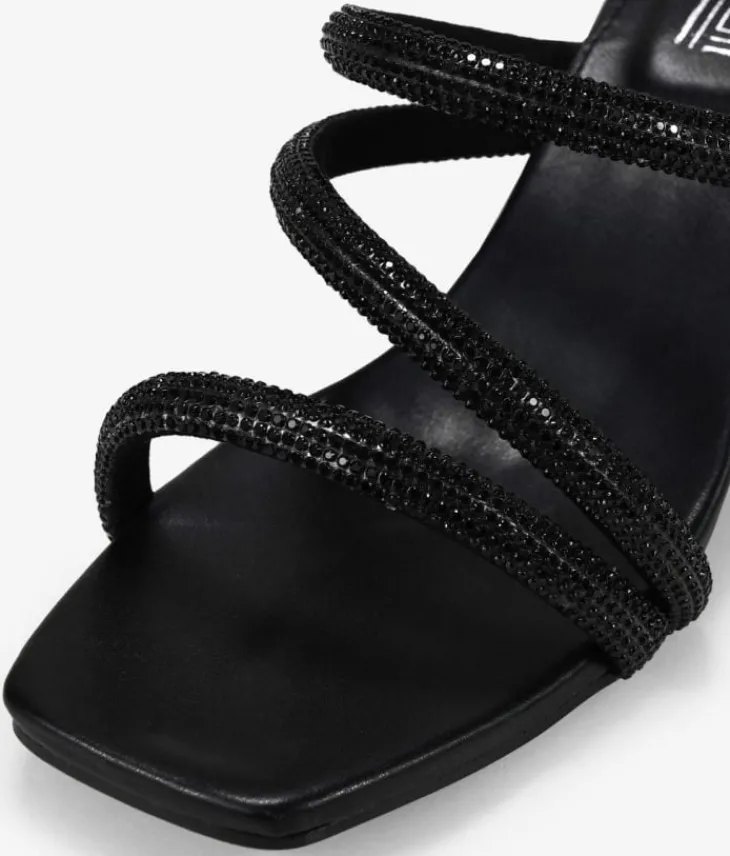 Bosanova Sandales À Talons | Chaussures De Fête | Sandales noires avec diamants