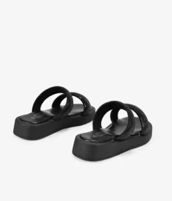 Bosanova Sandales Plates | Plateformes | Sandales noires avec diamants et plateforme