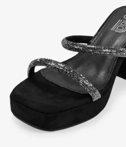 Bosanova Sandales Plateformes | Sandales À Talons | Sandales noires avec diamants et bracelet spirale