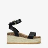 Bosanova Sandales Plateformes | Sandales Spartiates | Sandales noires avec plateforme en sparte