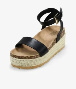 Bosanova Sandales Plateformes | Sandales Spartiates | Sandales noires avec plateforme en sparte