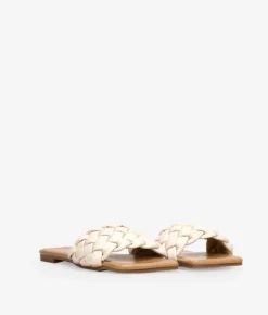 Bosanova Sandales Plates | Sandales plates blanches avec tressage
