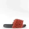 Bosanova Sandales Plates | Sandales plates bordeaux avec fourrure