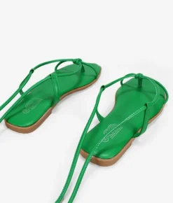 Bosanova Sandales Plates | Sandales plates citron vert avec cordons