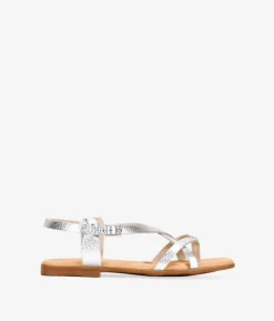 Bosanova Sandales Plates | Chaussures En Cuir | Sandales plates en cuir argenté