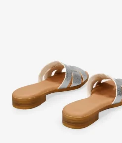 Bosanova Sandales Plates | Chaussures En Cuir | Sandales plates en cuir argenté