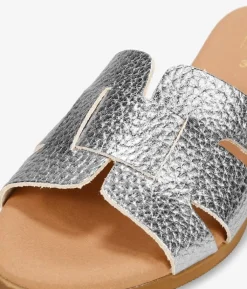 Bosanova Sandales Plates | Chaussures En Cuir | Sandales plates en cuir argenté