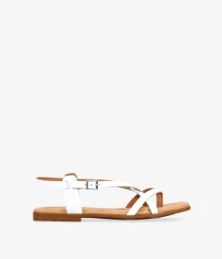 Bosanova Sandales Plates | Chaussures En Cuir | Sandales plates en cuir blanc