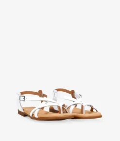 Bosanova Sandales Plates | Chaussures En Cuir | Sandales plates en cuir blanc