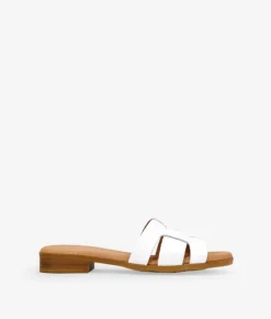 Bosanova Sandales Plates | Chaussures En Cuir | Sandales plates en cuir blanc