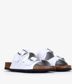 Bosanova Sandales Plates | Chaussures En Cuir | Sandales plates en cuir blanc