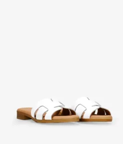 Bosanova Sandales Plates | Chaussures En Cuir | Sandales plates en cuir blanc