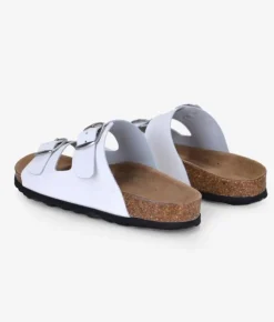 Bosanova Sandales Plates | Chaussures En Cuir | Sandales plates en cuir blanc