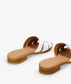 Bosanova Sandales Plates | Chaussures En Cuir | Sandales plates en cuir blanc