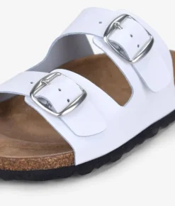 Bosanova Sandales Plates | Chaussures En Cuir | Sandales plates en cuir blanc
