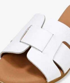Bosanova Sandales Plates | Chaussures En Cuir | Sandales plates en cuir blanc
