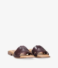 Bosanova Sandales Plates | Chaussures En Cuir | Sandales plates en cuir marron