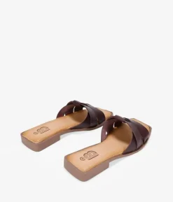 Bosanova Sandales Plates | Chaussures En Cuir | Sandales plates en cuir marron