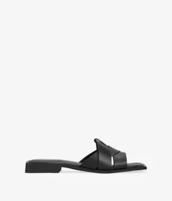 Bosanova Sandales Plates | Chaussures En Cuir | Sandales plates en cuir noir