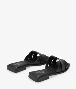 Bosanova Sandales Plates | Chaussures En Cuir | Sandales plates en cuir noir