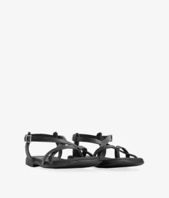Bosanova Sandales Plates | Chaussures En Cuir | Sandales plates en cuir noir