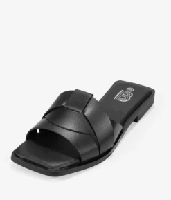 Bosanova Sandales Plates | Chaussures En Cuir | Sandales plates en cuir noir