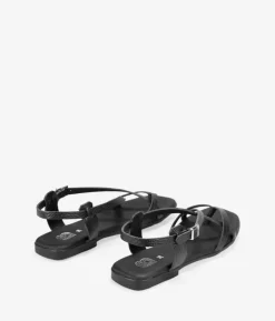 Bosanova Sandales Plates | Chaussures En Cuir | Sandales plates en cuir noir