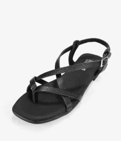 Bosanova Sandales Plates | Chaussures En Cuir | Sandales plates en cuir noir