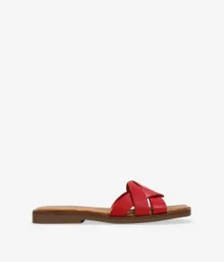 Bosanova Sandales Plates | Chaussures En Cuir | Sandales plates en cuir rouge