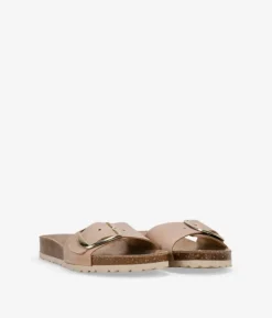 Bosanova Sandales Plates | Chaussures En Cuir | Sandales plates en cuir sable avec grande boucle