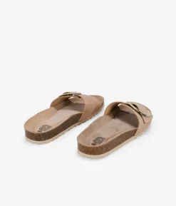 Bosanova Sandales Plates | Chaussures En Cuir | Sandales plates en cuir sable avec grande boucle