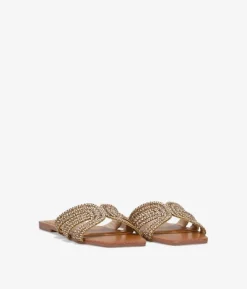 Bosanova Sandales Plates | Sandales plates marron avec strass
