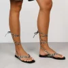 Bosanova Sandales Plates | Sandales tongs effet zèbre à brides nouées