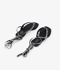 Bosanova Sandales Plates | Sandales tongs effet zèbre à brides nouées