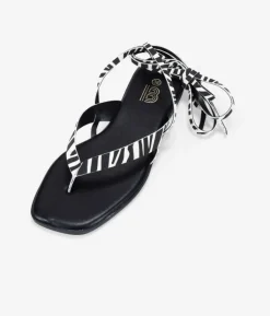 Bosanova Sandales Plates | Sandales tongs effet zèbre à brides nouées