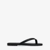 Bosanova Sandales Plates | Sandales tongs noires effet croco