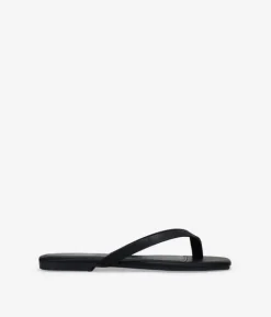 Bosanova Sandales Plates | Sandales tongs noires effet croco